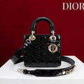 Dior M0531OUQA_M030 Small Lady Dior Bag with patent leather Black