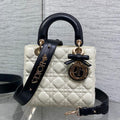 Dior M0531OUQA_M030 Small Lady Dior Bag with Strap Latte Cannage Lambskin Black Handle