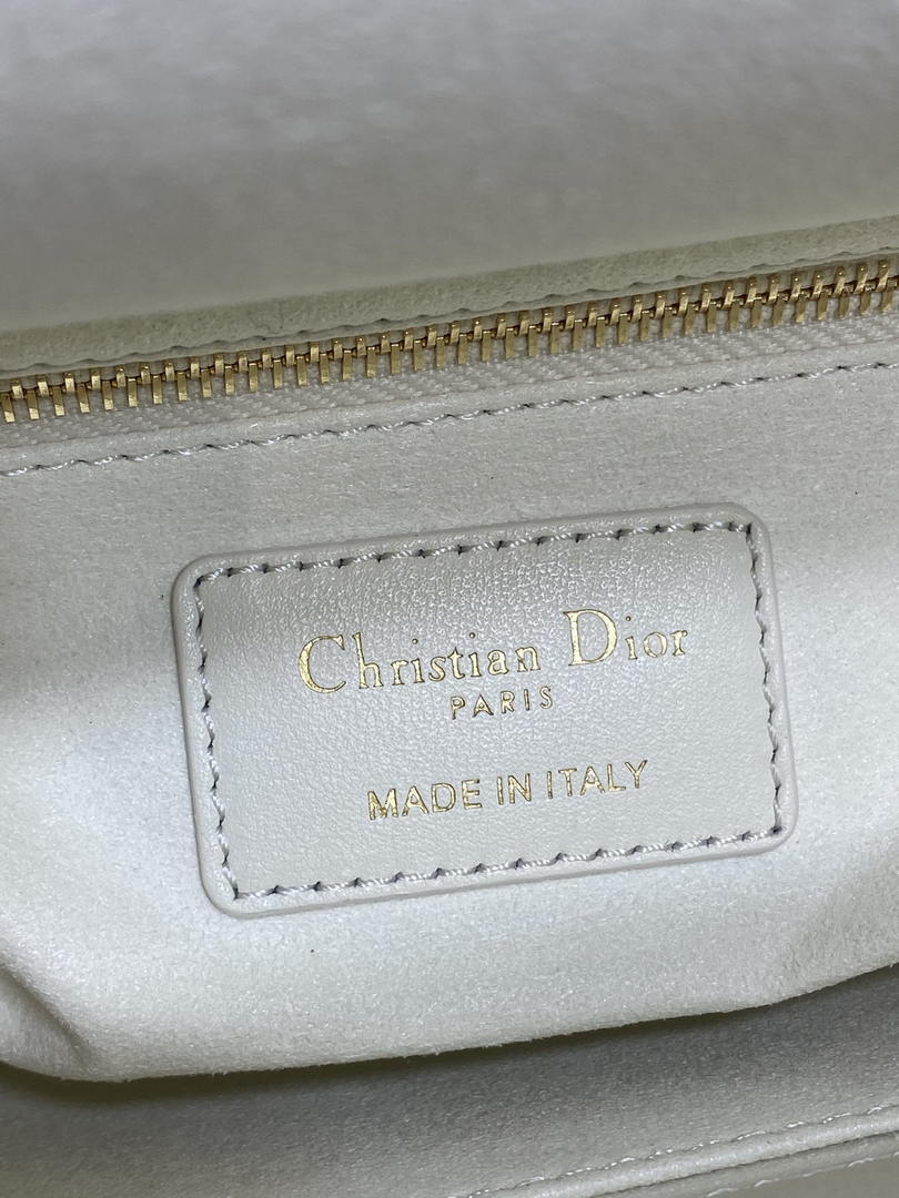 Dior M0531OUQA_M030 Small Lady Dior Bag with Strap Latte Cannage Lambskin Black Handle