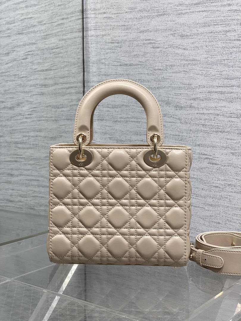 Dior M0531OUQA_M030 Small Lady Dior Bag with Strap Nude Pink Cannage Lambskin