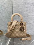 Dior M0531OUQA_M030 Small Lady Dior Bag with Strap Apricot Cannage Lambskin