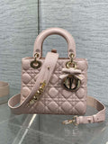 Dior M0531OUQA_M030 Small Lady Dior Bag with Strap Pink Cannage Lambskin
