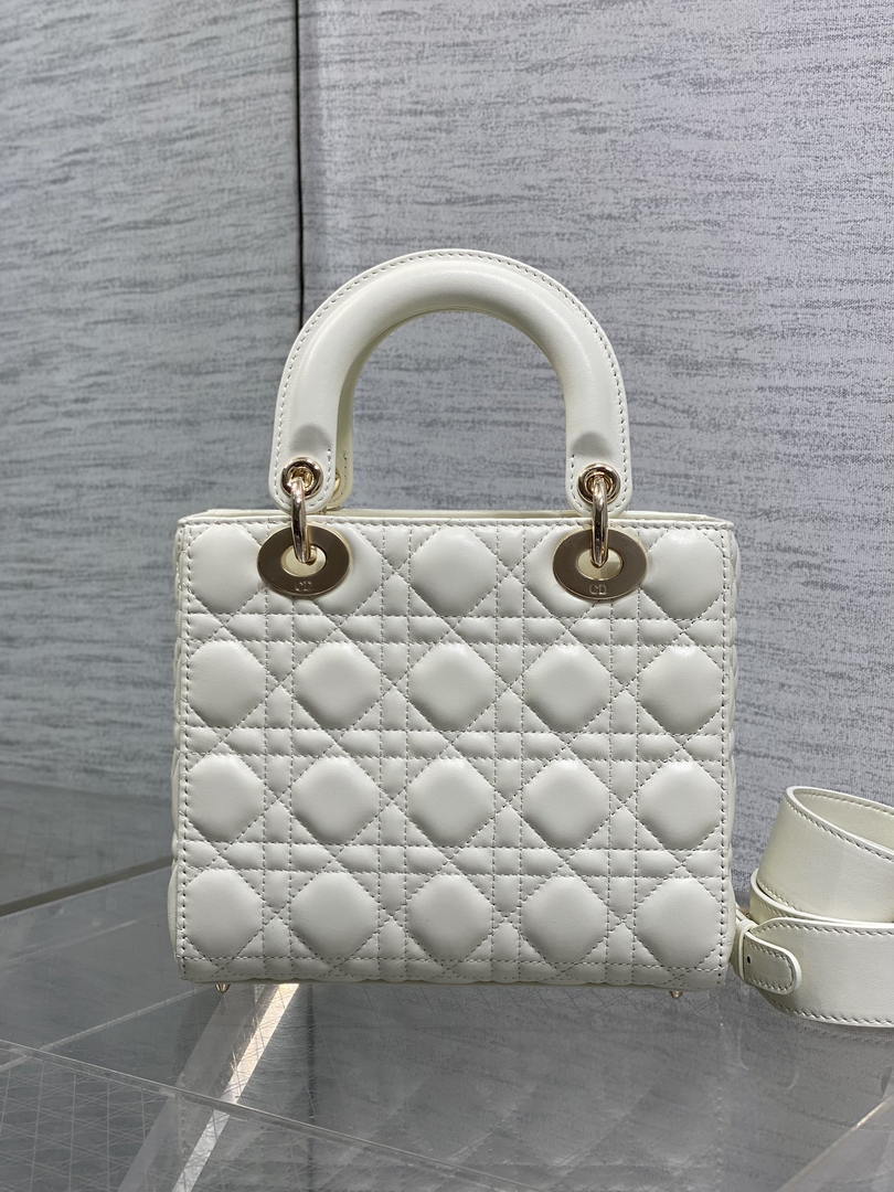 Dior M0531OUQA_M030 Small Lady Dior Bag with Strap Latte Cannage Lambskin