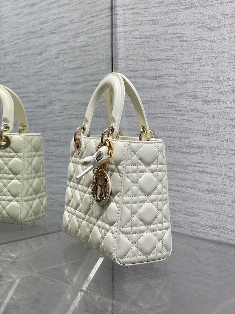 Dior M0531OUQA_M030 Small Lady Dior Bag with Strap Latte Cannage Lambskin