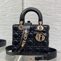 Dior M0531OUQA_M030 Small Lady Dior Bag with Strap Black Cannage Lambskin