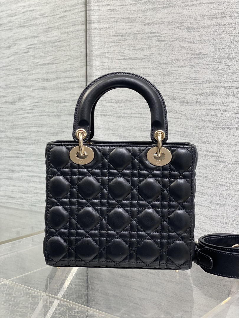 Dior M0531OUQA_M030 Small Lady Dior Bag with Strap Black Cannage Lambskin