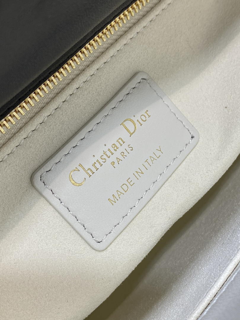 Dior M0531OUQA_M030 Small Lady Dior Bag with thin shoulder Strap Latte Cannage Lambskin Black Handle Gold