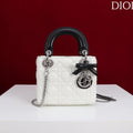 Dior M0531OUQA_M030 Small Lady Dior Bag with White Cannage Lambskin Silver Chain