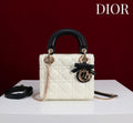Dior M0531OUQA_M030 Small Lady Dior Bag with White Cannage Lambskin Gold Chain