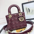 Dior M0531OUQA_M030 Small Lady Dior Bag with Wine Red Cannage Lambskin - Default Title - View 1