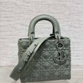 Dior M0538 Small Lady Dior Bag Matte Gray Cannage Calfskin with Diamond Motif - Small 20 cm - View 1
