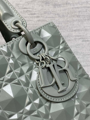 Dior M0538 Small Lady Dior Bag Matte Gray Cannage Calfskin with Diamond Motif - Small 20 cm - View 3