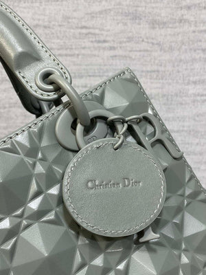 Dior M0538 Small Lady Dior Bag Matte Gray Cannage Calfskin with Diamond Motif - Small 20 cm - View 4