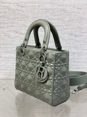 Dior M0538 Small Lady Dior Bag Matte Gray Cannage Calfskin with Diamond Motif - Small 20 cm - View 6
