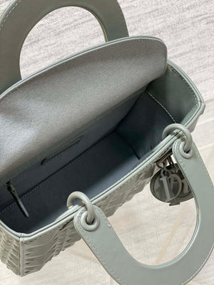 Dior M0538 Small Lady Dior Bag Matte Gray Cannage Calfskin with Diamond Motif - Small 20 cm - View 8