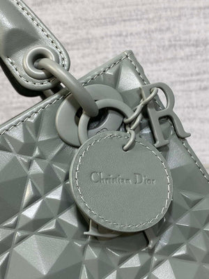 Dior M0538 Small Lady Dior Bag Matte Gray Cannage Calfskin with Diamond Motif - Small 20 cm - View 12
