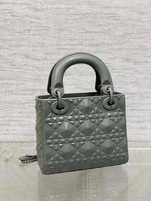 Dior M0538 Small Lady Dior Bag Matte Gray Cannage Calfskin with Diamond Motif - Small 20 cm - View 13