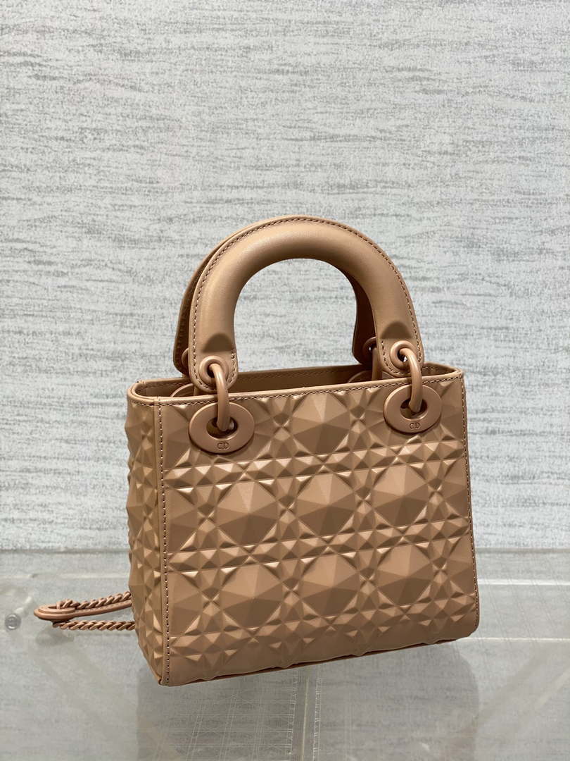 Dior M0538 Small Lady Dior Bag Matte Pink Cannage Calfskin with Diamond Motif