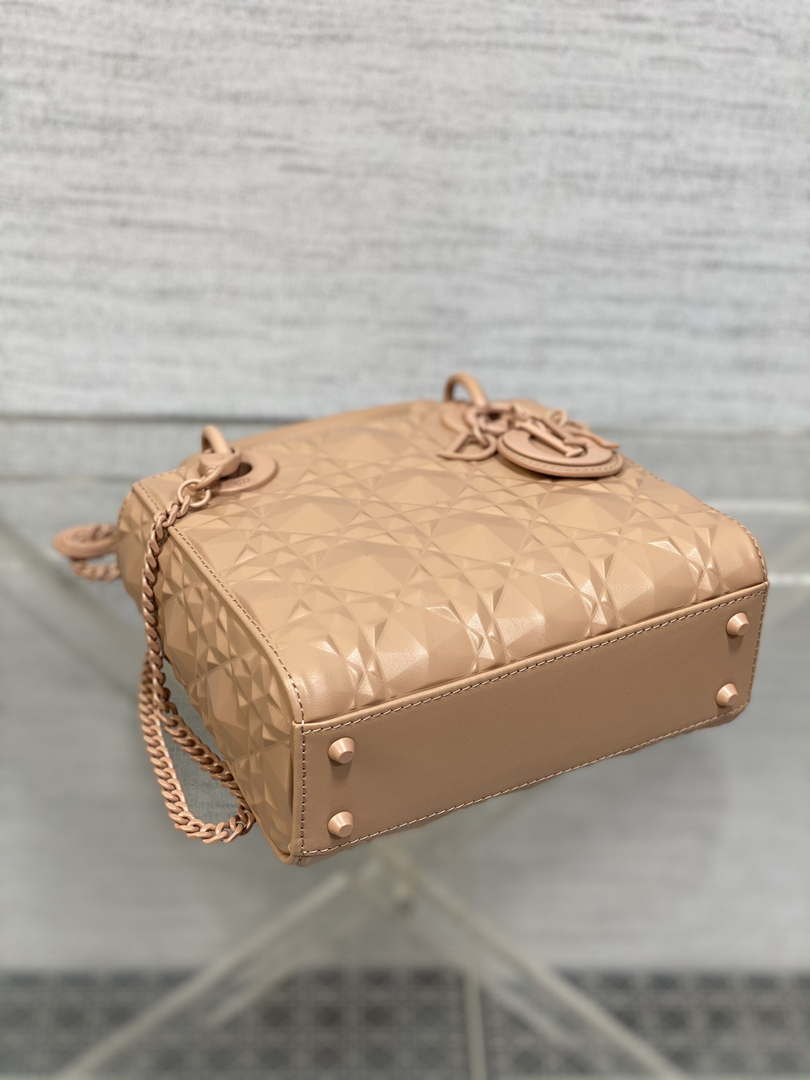 Dior M0538 Small Lady Dior Bag Matte Pink Cannage Calfskin with Diamond Motif