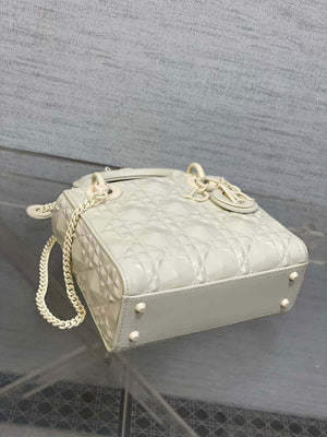 Dior M0538 Small Lady Dior Bag Matte White Cannage Calfskin with Diamond Motif - Small 20 cm - View 16