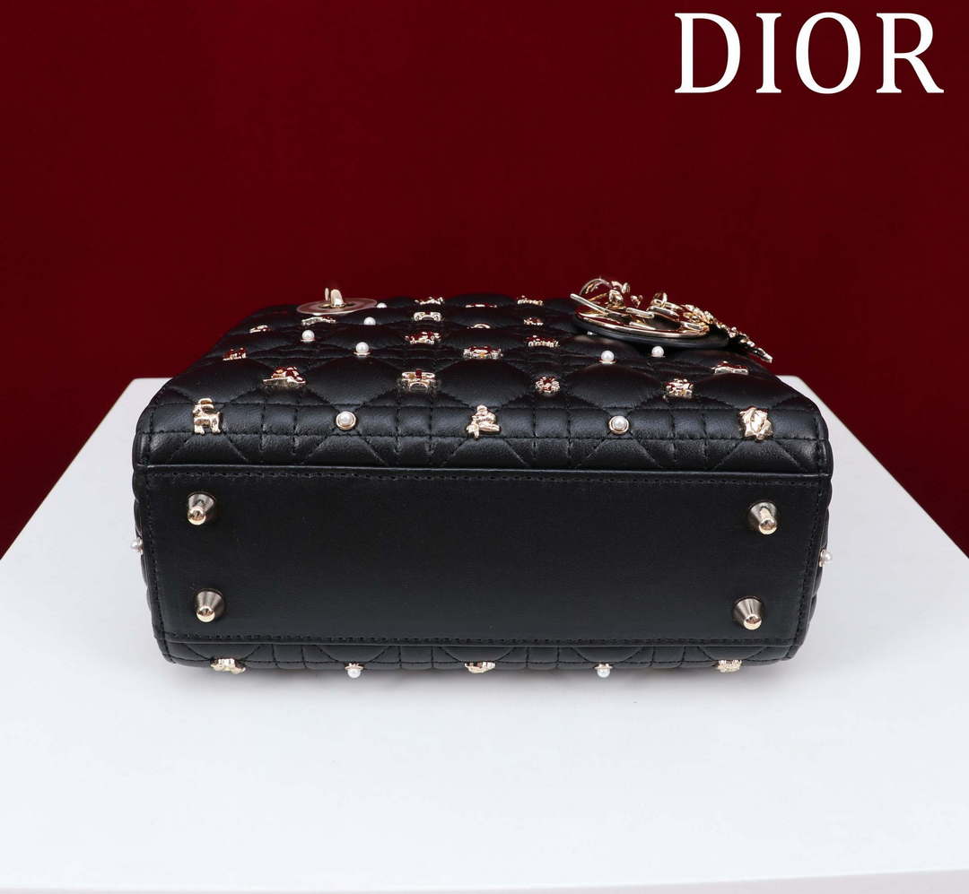 Dior M0538 Small Lady Dior My ABCDior Bag Black Cannage Lambskin with Gold-Finish - Default Title - View 4