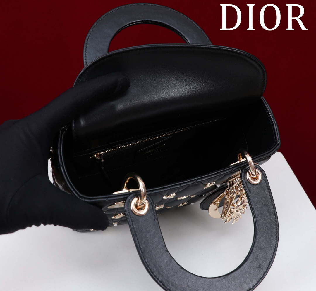 Dior M0538 Small Lady Dior My ABCDior Bag Black Cannage Lambskin with Gold-Finish - Default Title - View 5