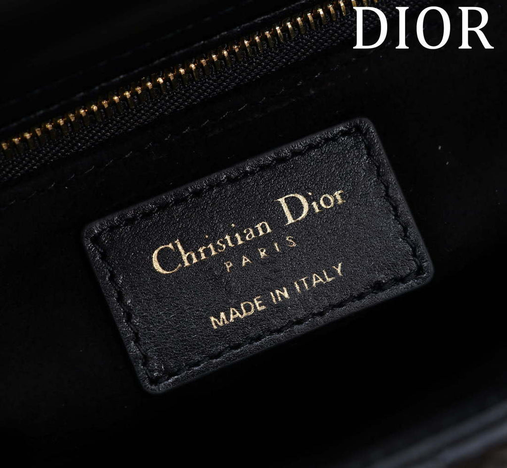Dior M0538 Small Lady Dior My ABCDior Bag Black Cannage Lambskin with Gold-Finish
