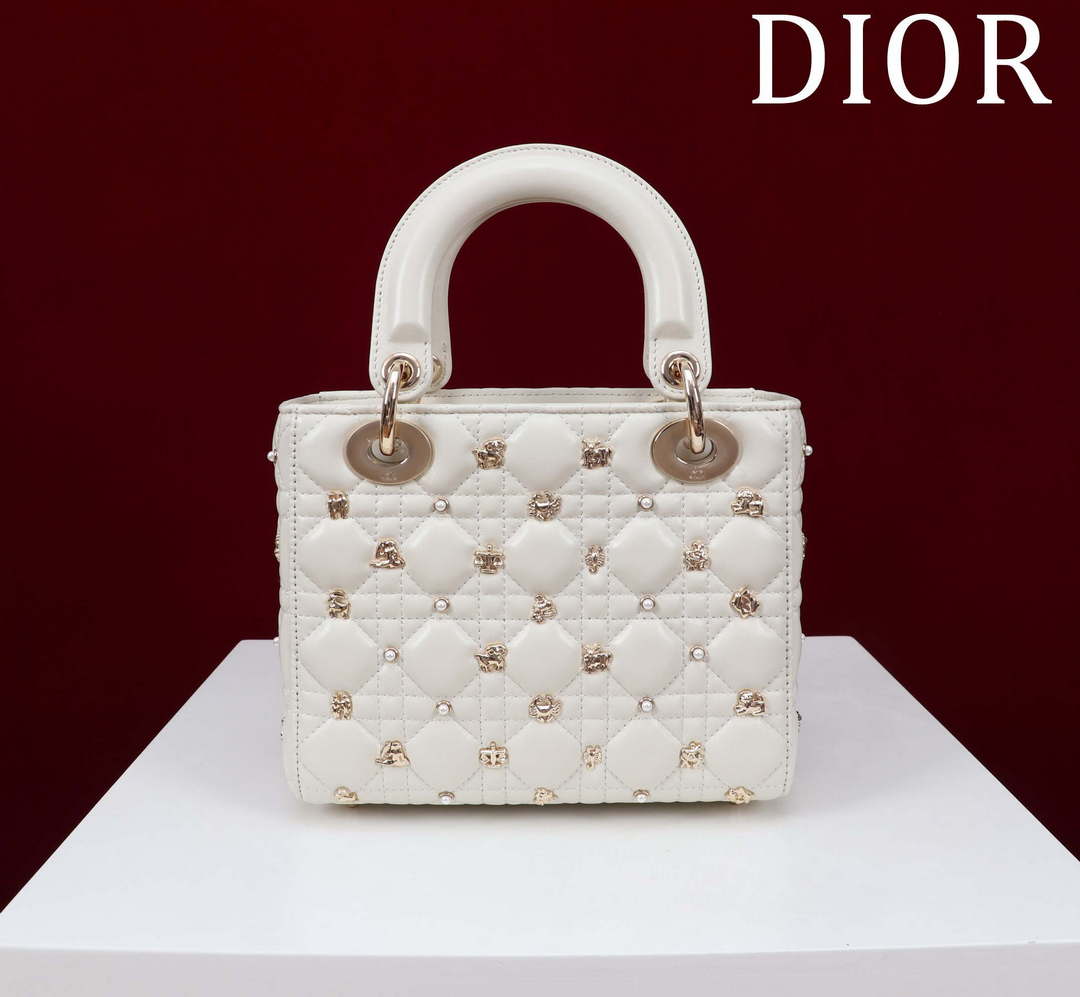 Dior M0538 Small Lady Dior My ABCDior Bag Latte Cannage Lambskin with Gold-Finish - Default Title - View 3