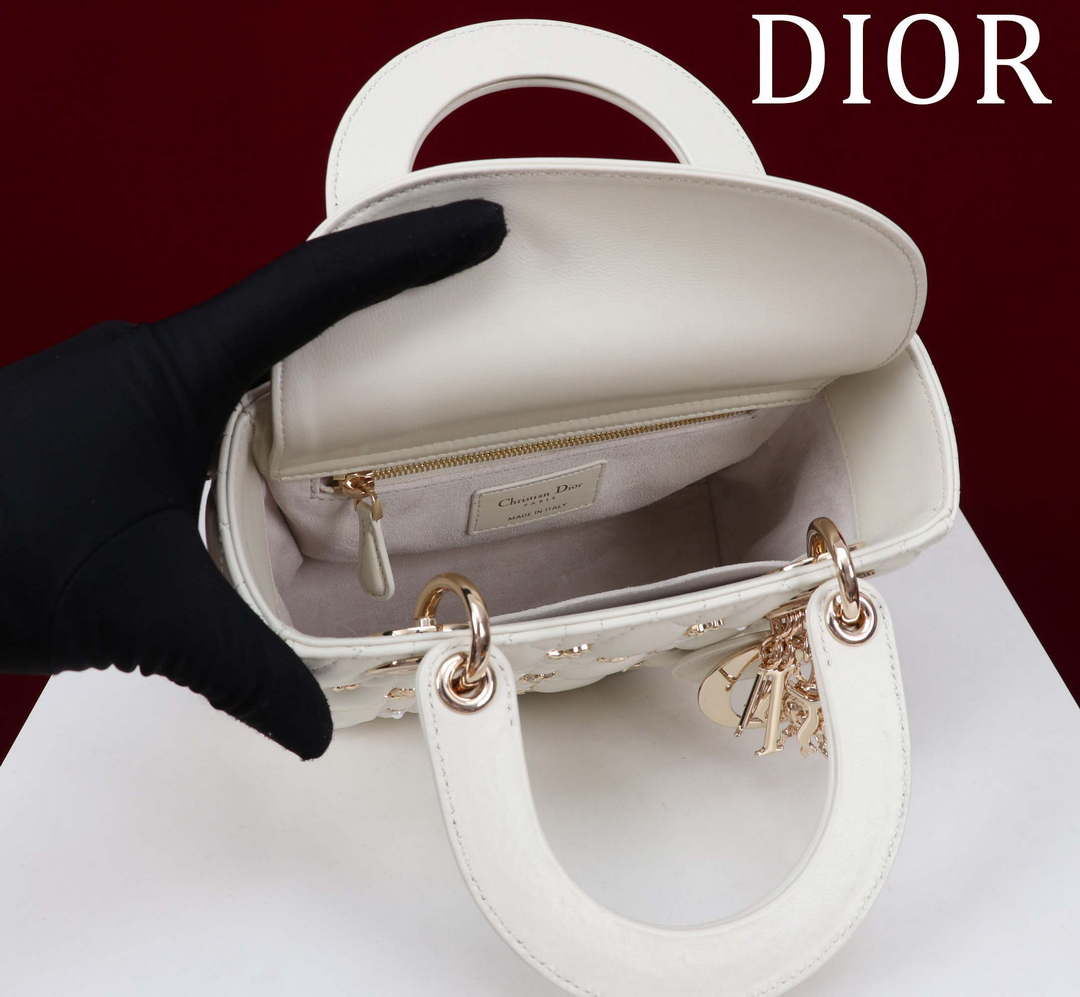 Dior M0538 Small Lady Dior My ABCDior Bag Latte Cannage Lambskin with Gold-Finish - Default Title - View 4