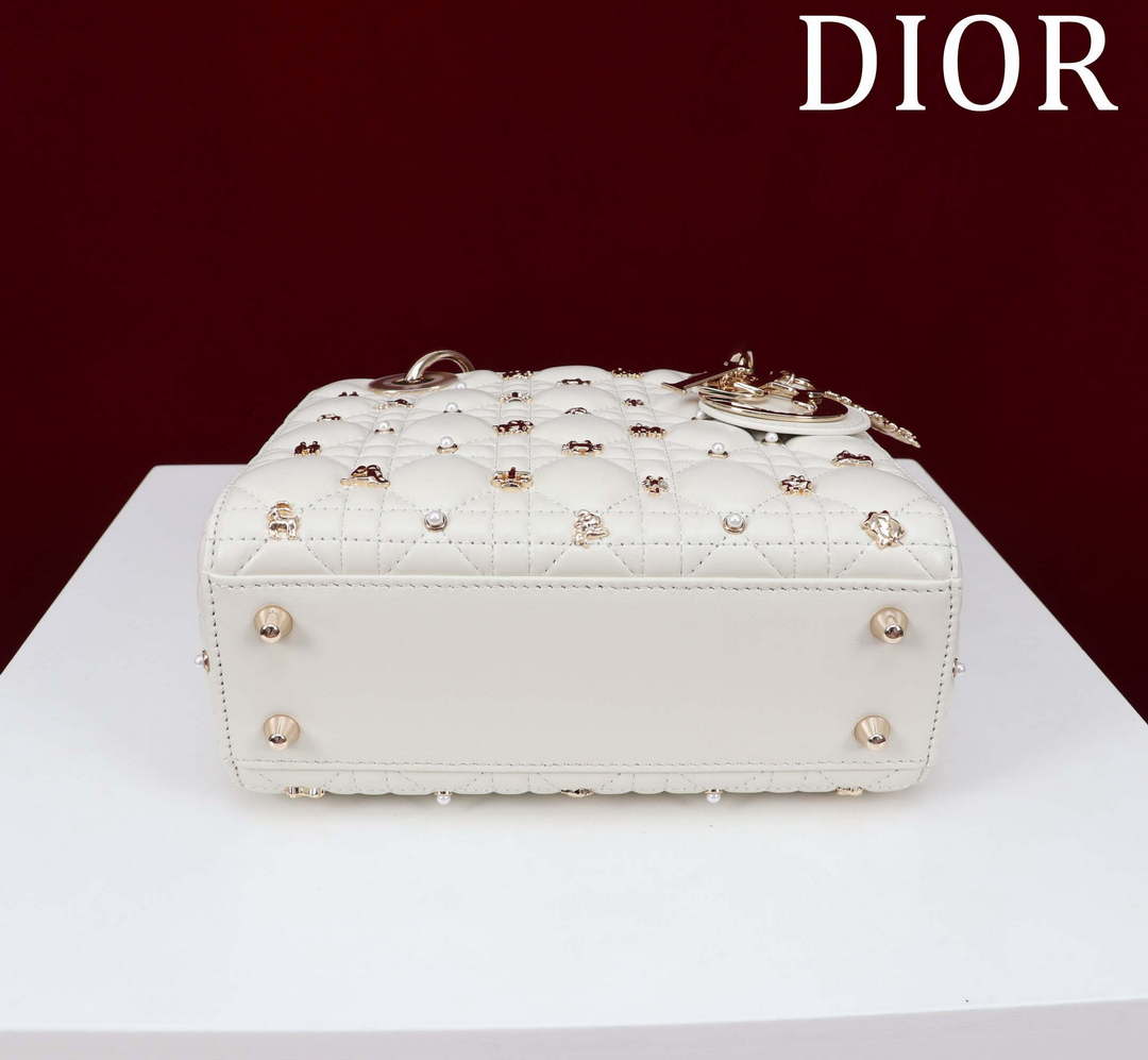 Dior M0538 Small Lady Dior My ABCDior Bag Latte Cannage Lambskin with Gold-Finish