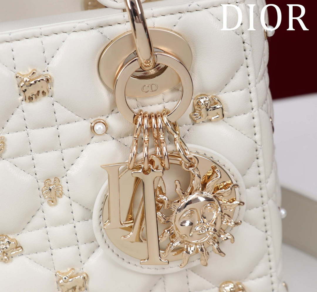 Dior M0538 Small Lady Dior My ABCDior Bag Latte Cannage Lambskin with Gold-Finish - Default Title - View 6
