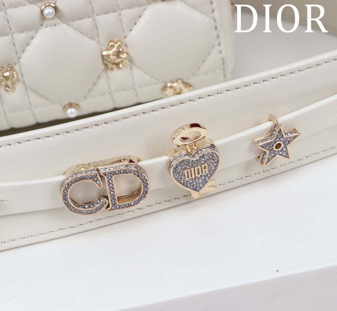 Dior M0538 Small Lady Dior My ABCDior Bag Latte Cannage Lambskin with Gold-Finish - Default Title - View 7