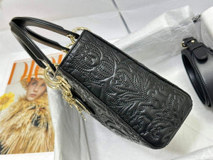 Dior M0538 Small Lady Dior My ABCDIOR Bag Latte Quilted-Effect Lambskin Black - Default Title - View 3