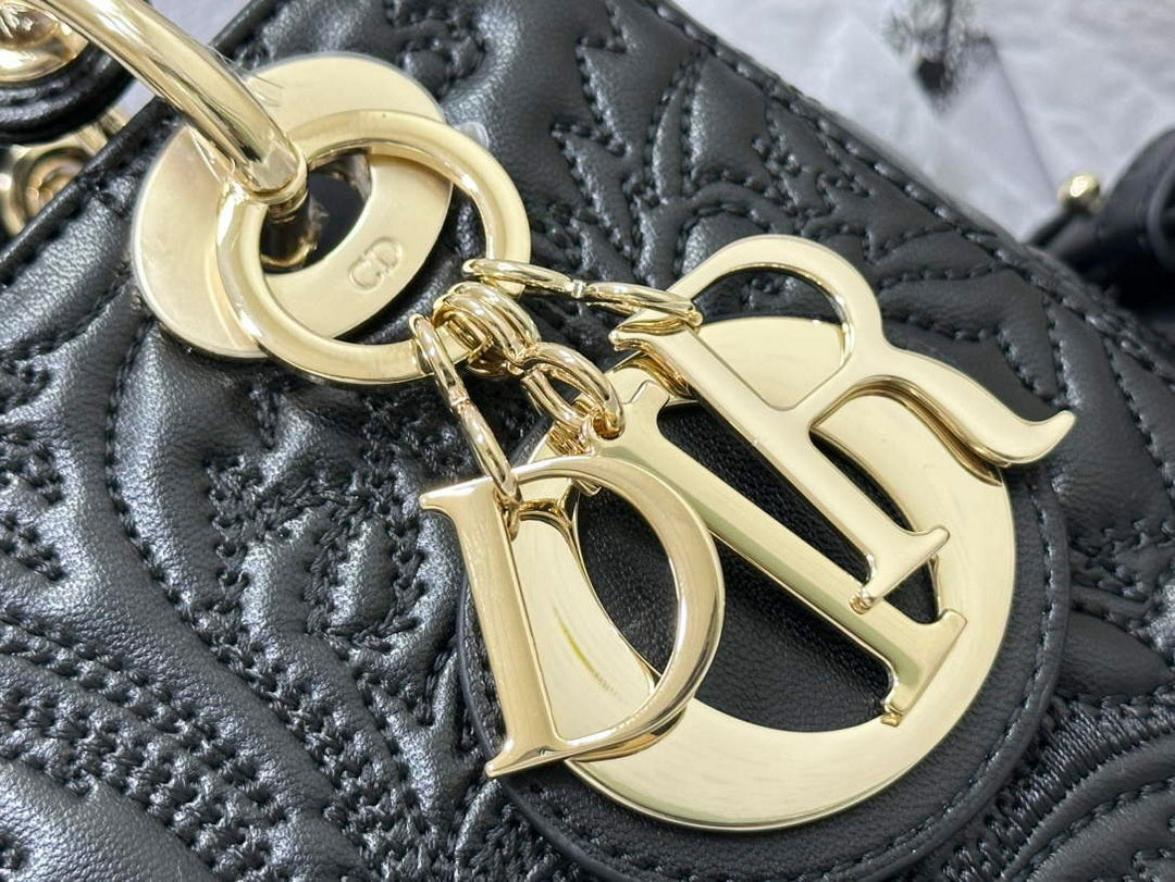 Dior M0538 Small Lady Dior My ABCDIOR Bag Latte Quilted-Effect Lambskin Black - Default Title - View 6