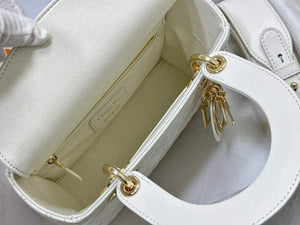 Dior M0538 Small Lady Dior My ABCDIOR Bag Latte Quilted-Effect Lambskin White - Default Title - View 8