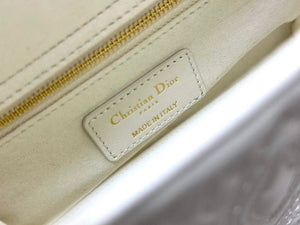 Dior M0538 Small Lady Dior My ABCDIOR Bag Latte Quilted-Effect Lambskin White - Default Title - View 9