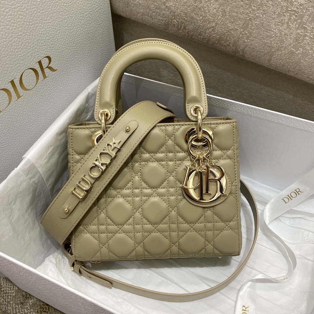Dior M0538 Small Lady My ABCDior Bag Apricot Cannage Lambskin - Default Title - View 1