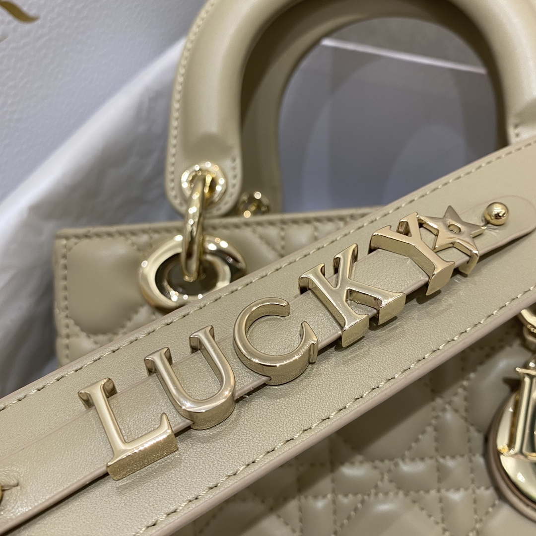 Dior M0538 Small Lady My ABCDior Bag Apricot Cannage Lambskin