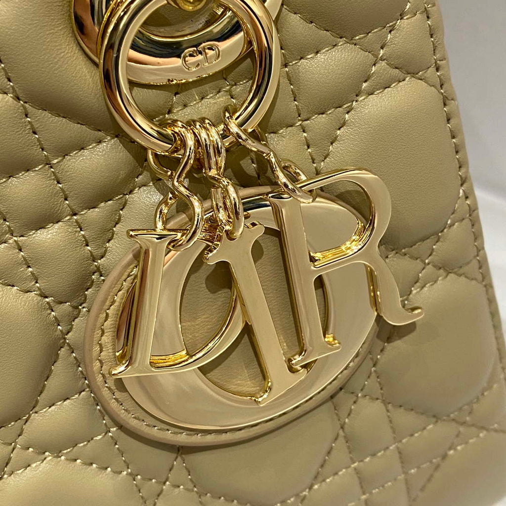 Dior M0538 Small Lady My ABCDior Bag Apricot Cannage Lambskin