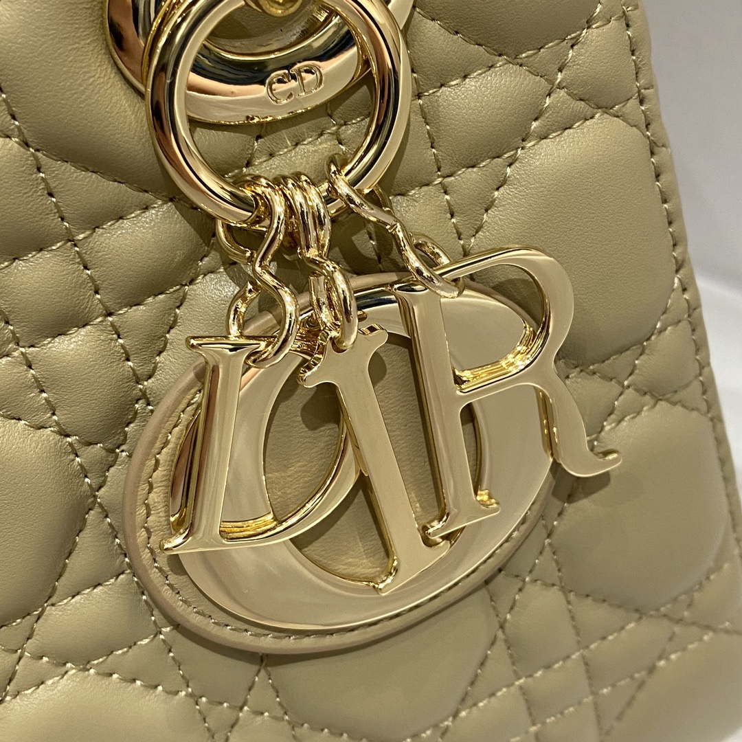 Dior M0538 Small Lady My ABCDior Bag Apricot Cannage Lambskin