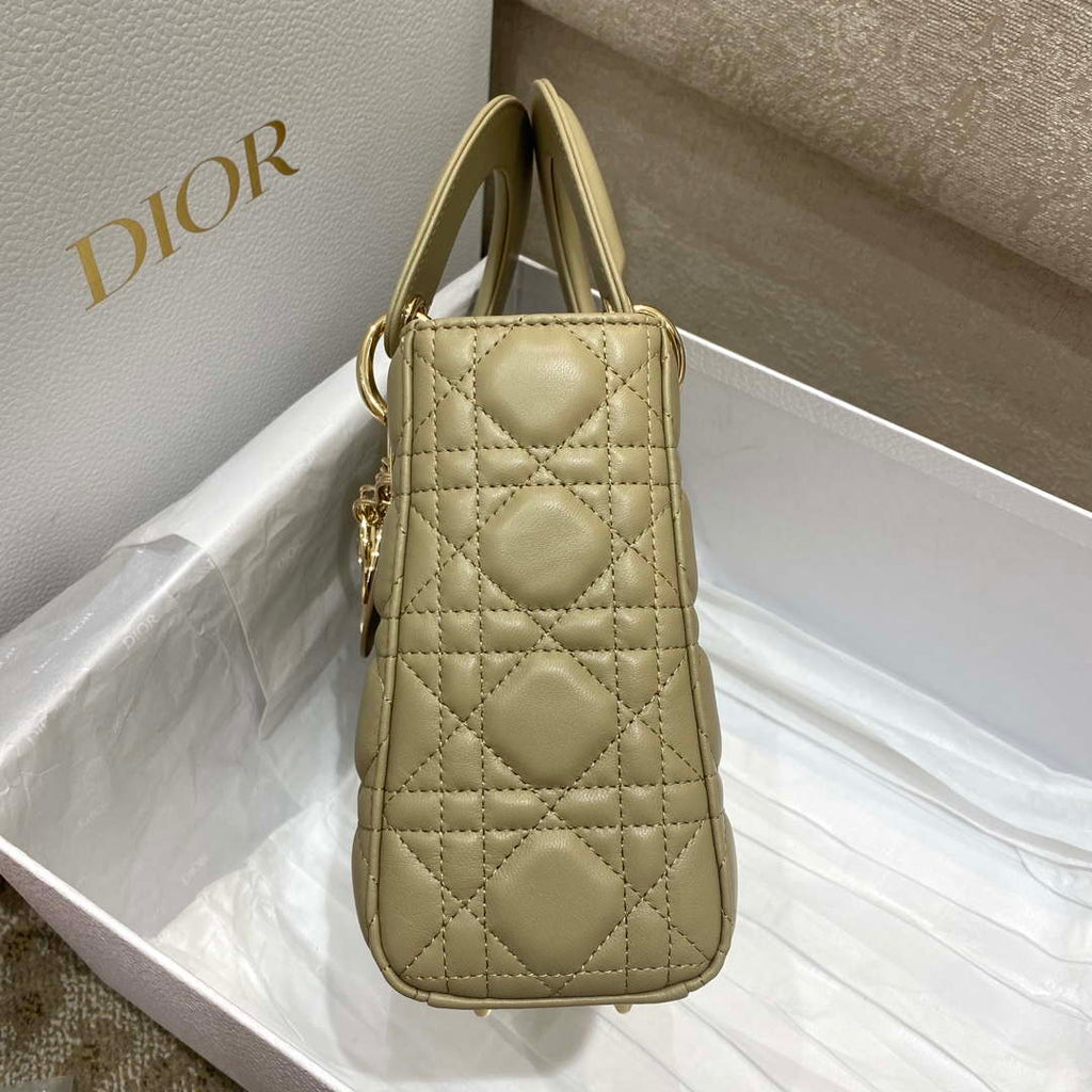 Dior M0538 Small Lady My ABCDior Bag Apricot Cannage Lambskin