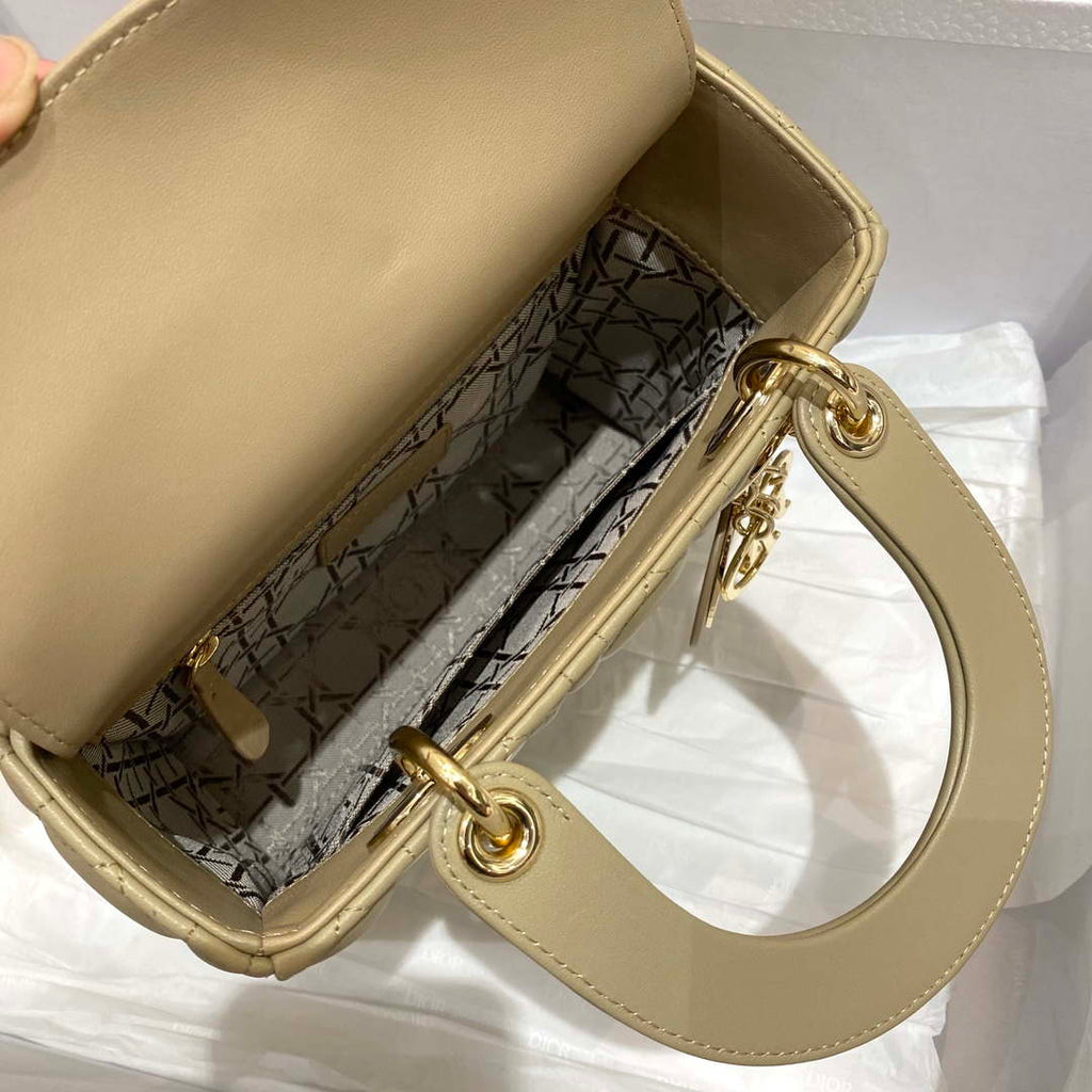 Dior M0538 Small Lady My ABCDior Bag Apricot Cannage Lambskin