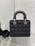 Dior M0538 Small Lady My ABCDior Bag Black Cannage Lambskin Silver