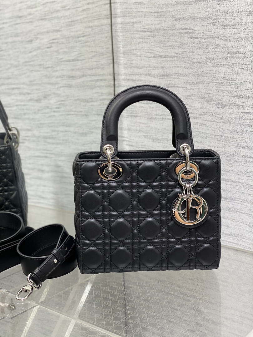 Dior M0538 Small Lady My ABCDior Bag Black Cannage Lambskin Silver - Default Title - View 3