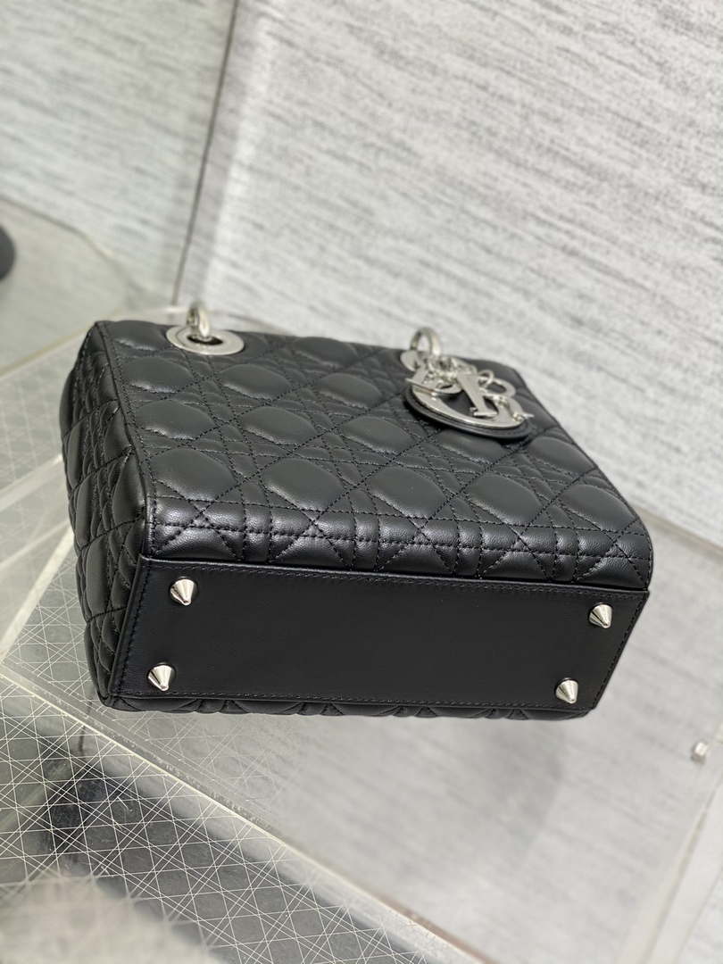 Dior M0538 Small Lady My ABCDior Bag Black Cannage Lambskin Silver