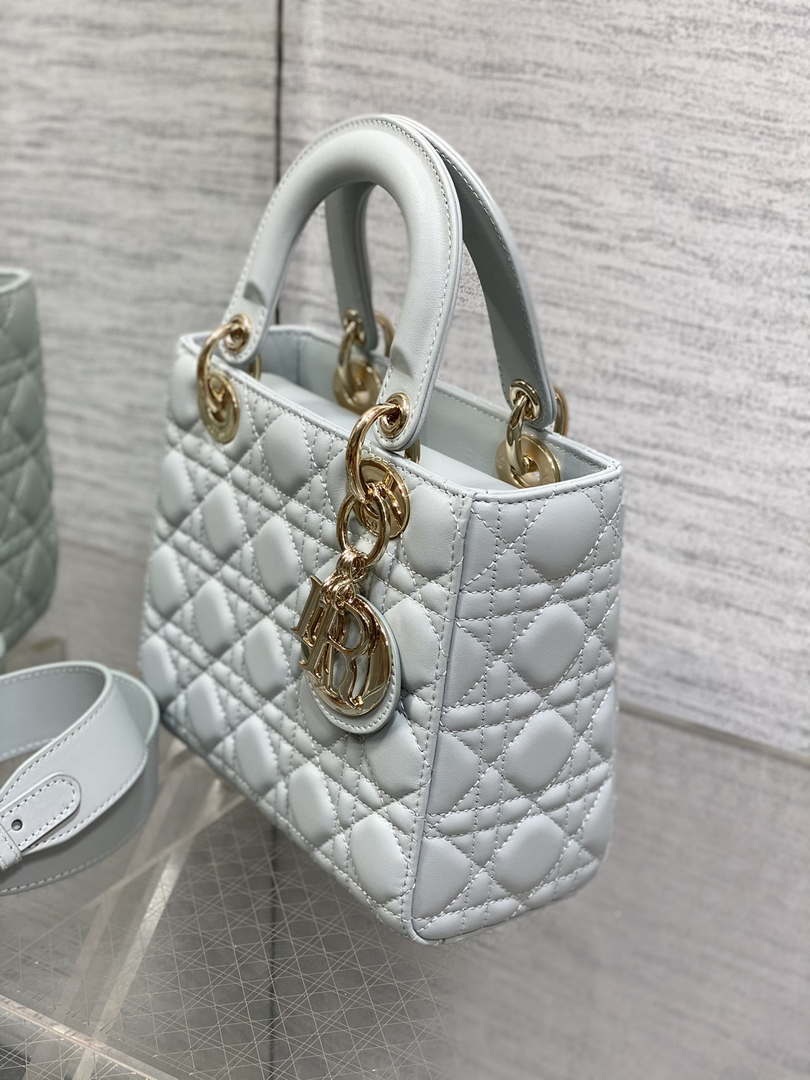 Dior M0538 Small Lady My ABCDior Bag Lake blue Cannage Lambskin