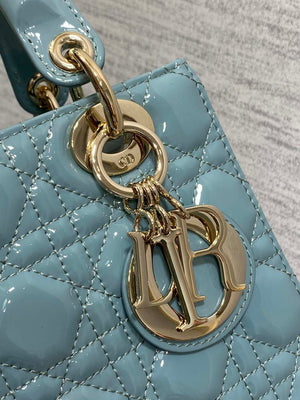 Dior M0538 Small Lady My ABCDior Bag Lake Blue Patent Cannage Calfskin - Default Title - View 3