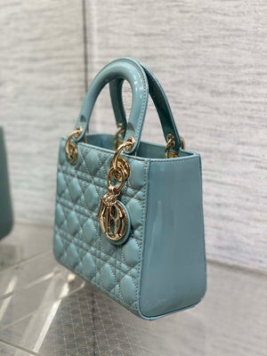 Dior M0538 Small Lady My ABCDior Bag Lake Blue Patent Cannage Calfskin - Default Title - View 5