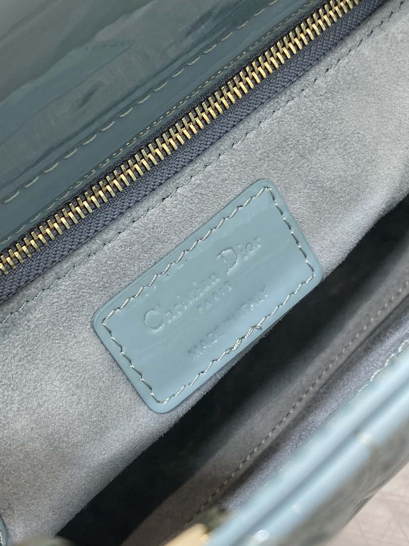 Dior M0538 Small Lady My ABCDior Bag Lake Blue Patent Cannage Calfskin - Default Title - View 8