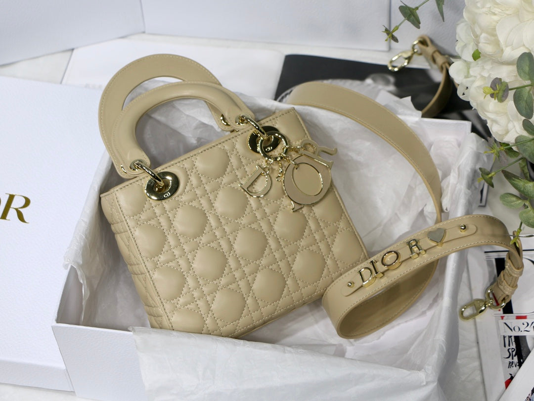 Dior Small Lady My ABCDior Bag Lambskin M0538 Apricot - Default Title - View 1